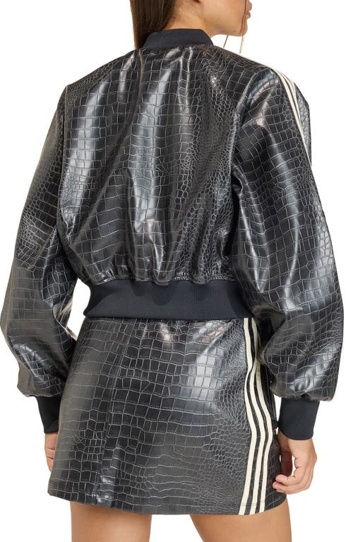 Adidas Originals Sst Croc Embossed Faux Leather Track Jacket In Multi