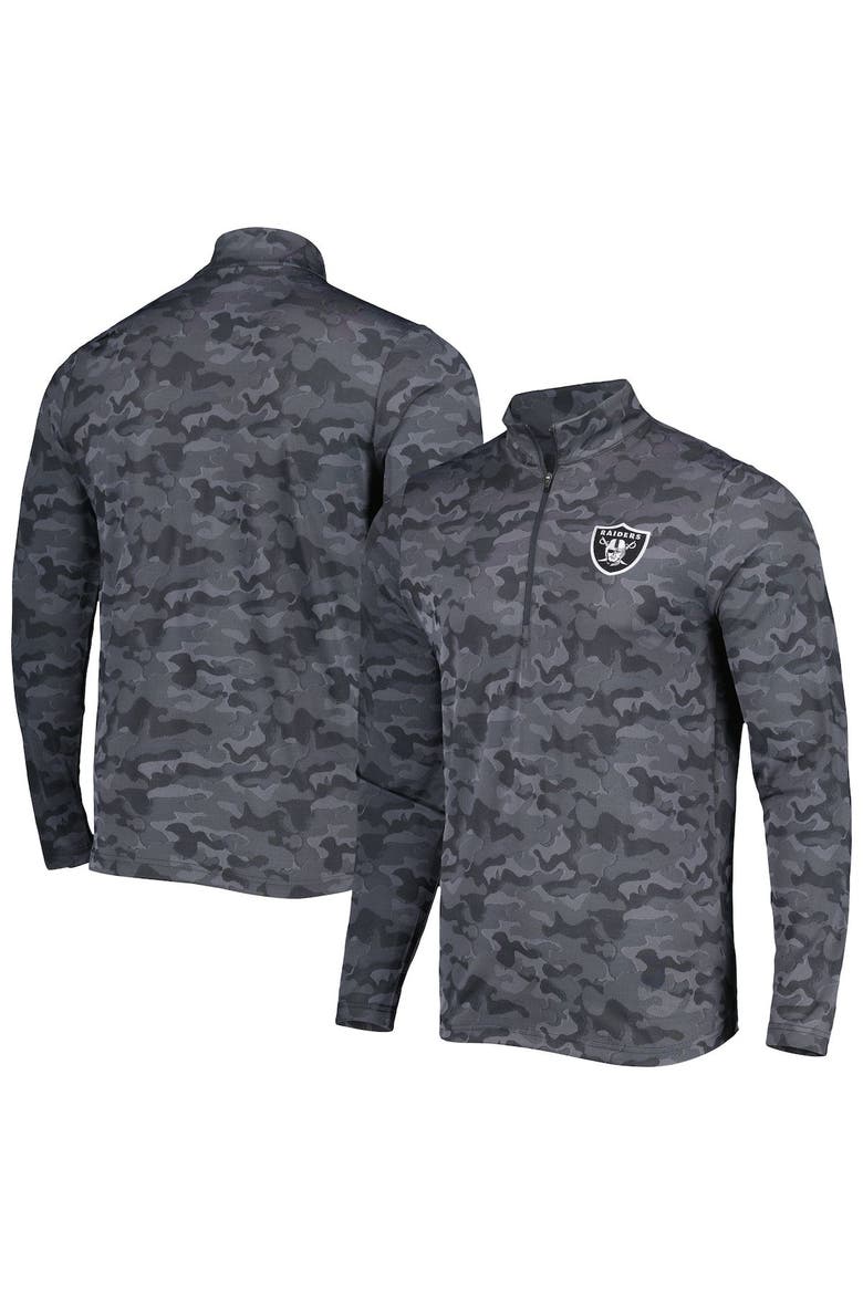 Men's Antigua Black Las Vegas Raiders Brigade Quarter-Zip Sweatshirt, Main, color, Black