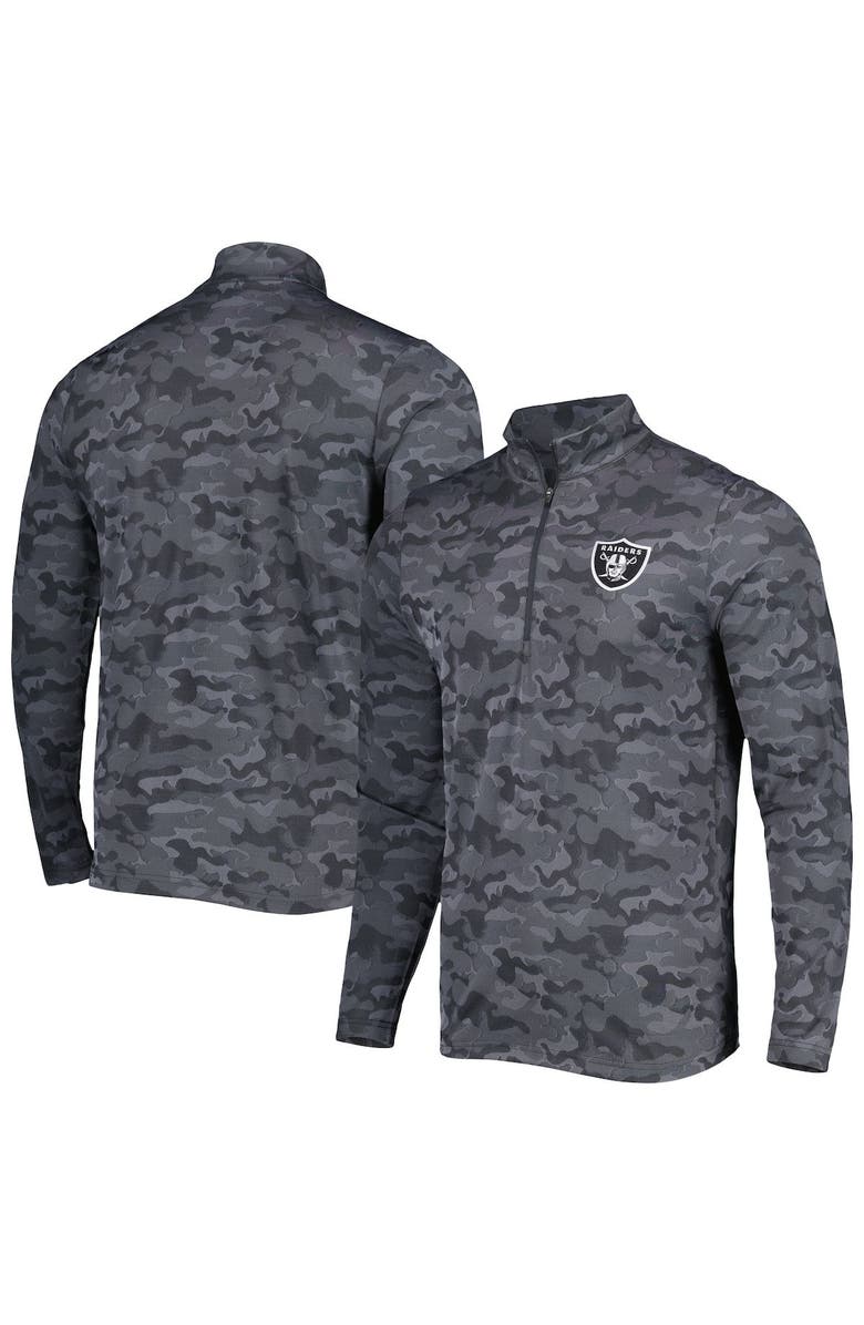 ANTIGUA Men's Antigua Black Las Vegas Raiders Brigade Quarter-Zip Sweatshirt, Main, color, Black