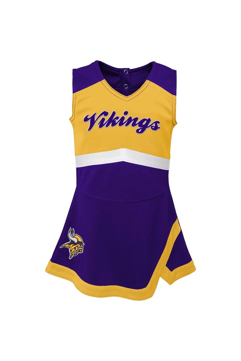 Girls Infant Purple Minnesota Vikings Cheer Captain Jumper Dress, Alternate, color, Purple