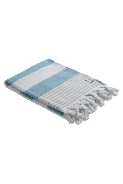 Infusezen Marine Striped Organic Turkish Towel With Soft Terry Cloth Lining