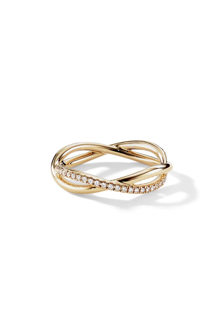 DY Lanai Band Ring in 18K Yellow Gold with Pavé Diamonds, Main, color, GOLD