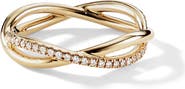 David Yurman DY Lanai Band Ring in 18K Yellow Gold with Pavé Diamonds