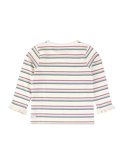 Rufflebutts Girls Knit Long Sleeve Ruffle Layering Tee In Dahlia Stripe