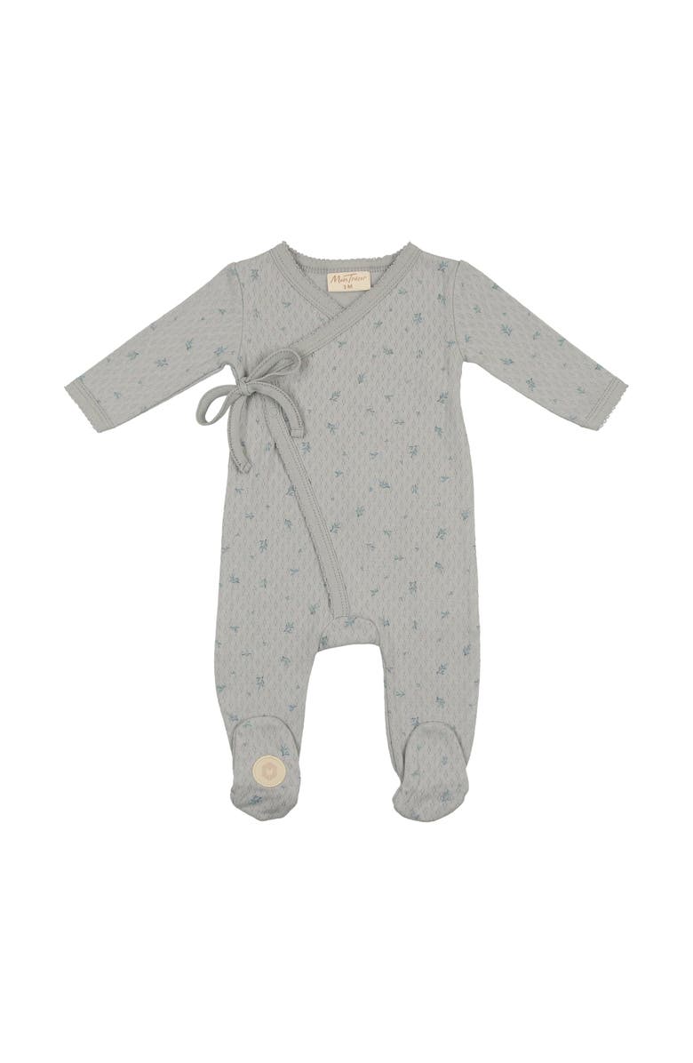 Mon Tresor Bebe Leaf Print Wrap Footie, Main, color, 