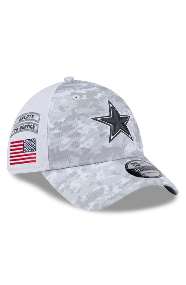 New Era Men's New Era  White Dallas Cowboys 2024 Salute To Service Digital Camo 39THIRTY Flex Hat, Main, color, 