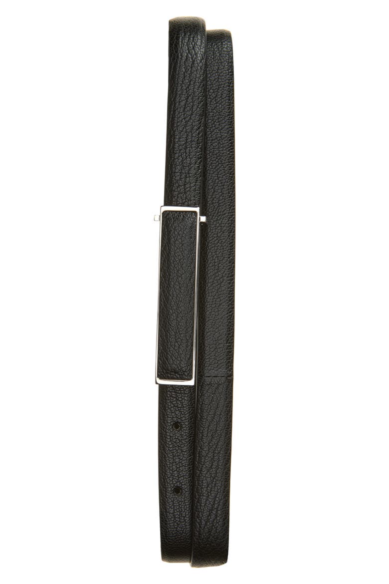 Shiny Grained Leather Belt, Main, color, BLACK