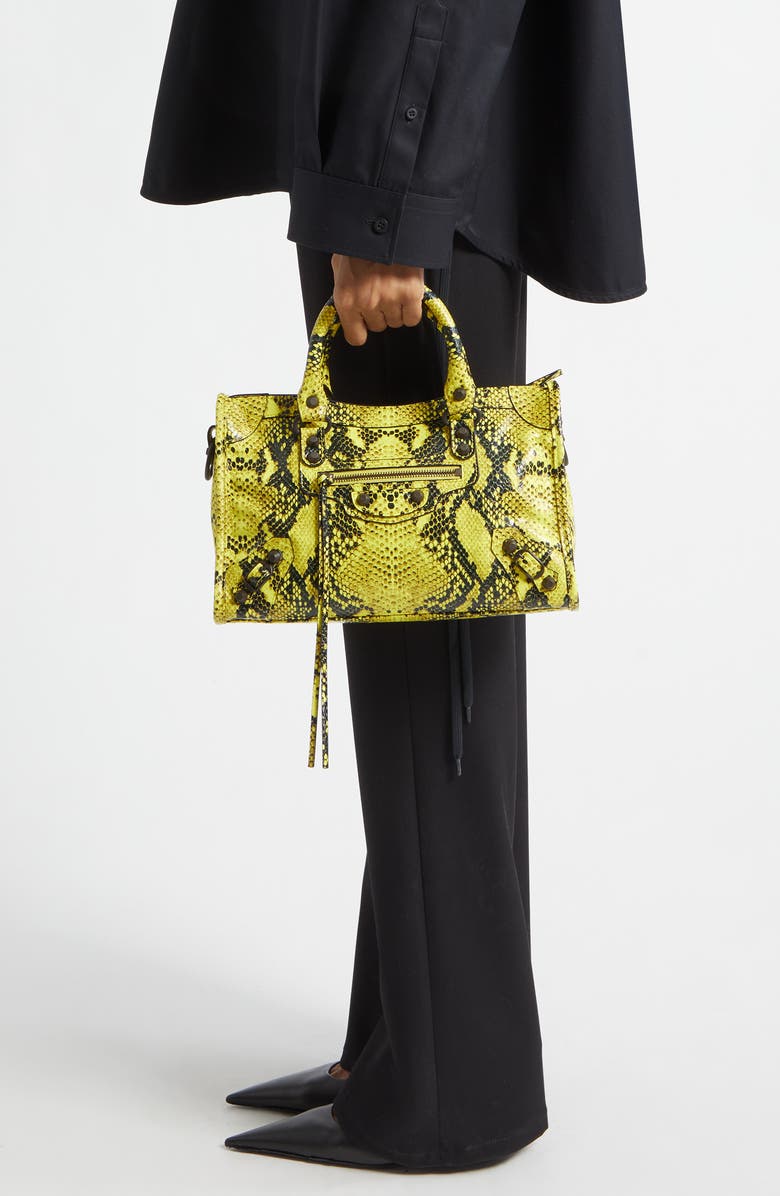Balenciaga Small Le City Python Embossed Leather Top Handle Bag, Alternate, color,