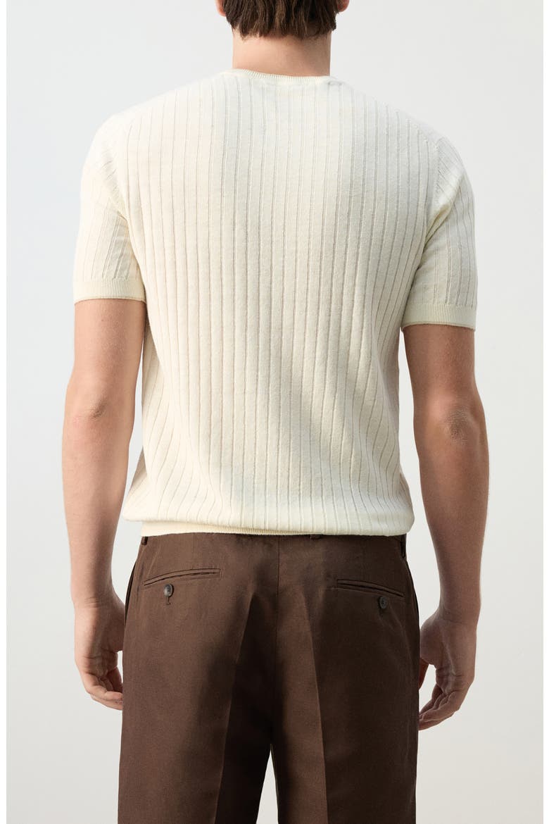 Linen Blend Rib T-Shirt, Alternate, color, OFF WHITE