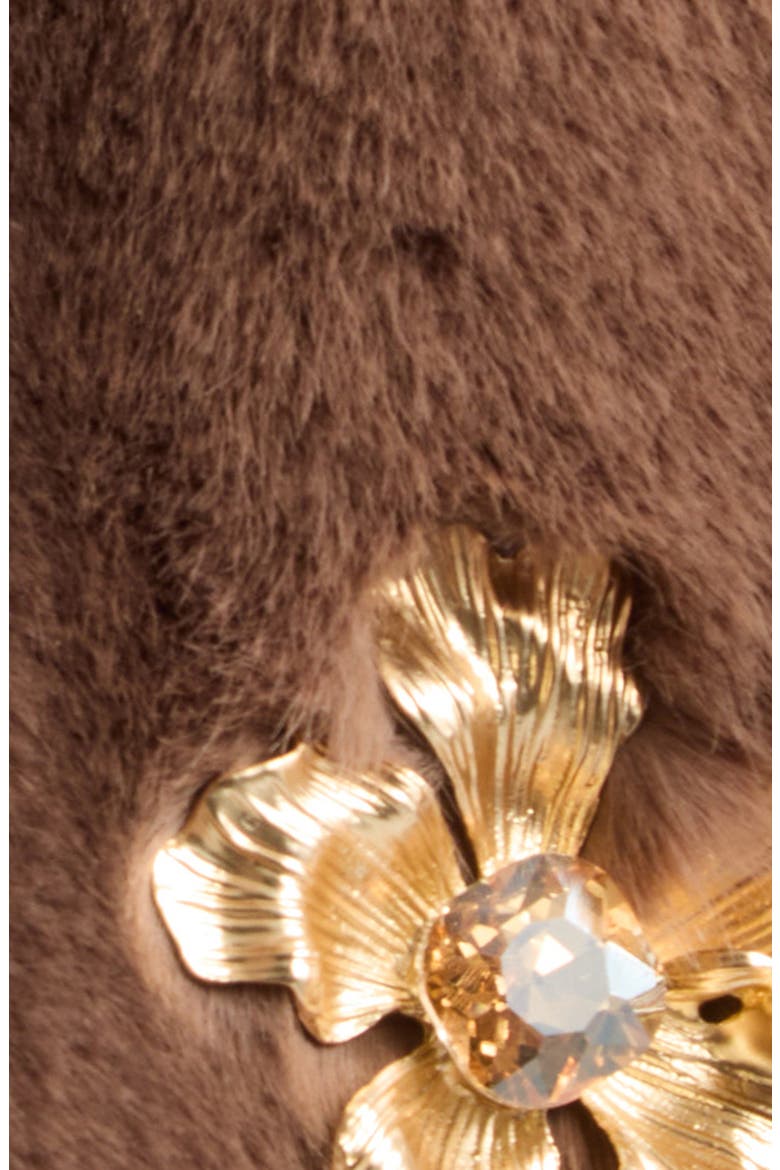 Benson Jewel Cluster Faux Fur Coat, Alternate, color, TAUPE
