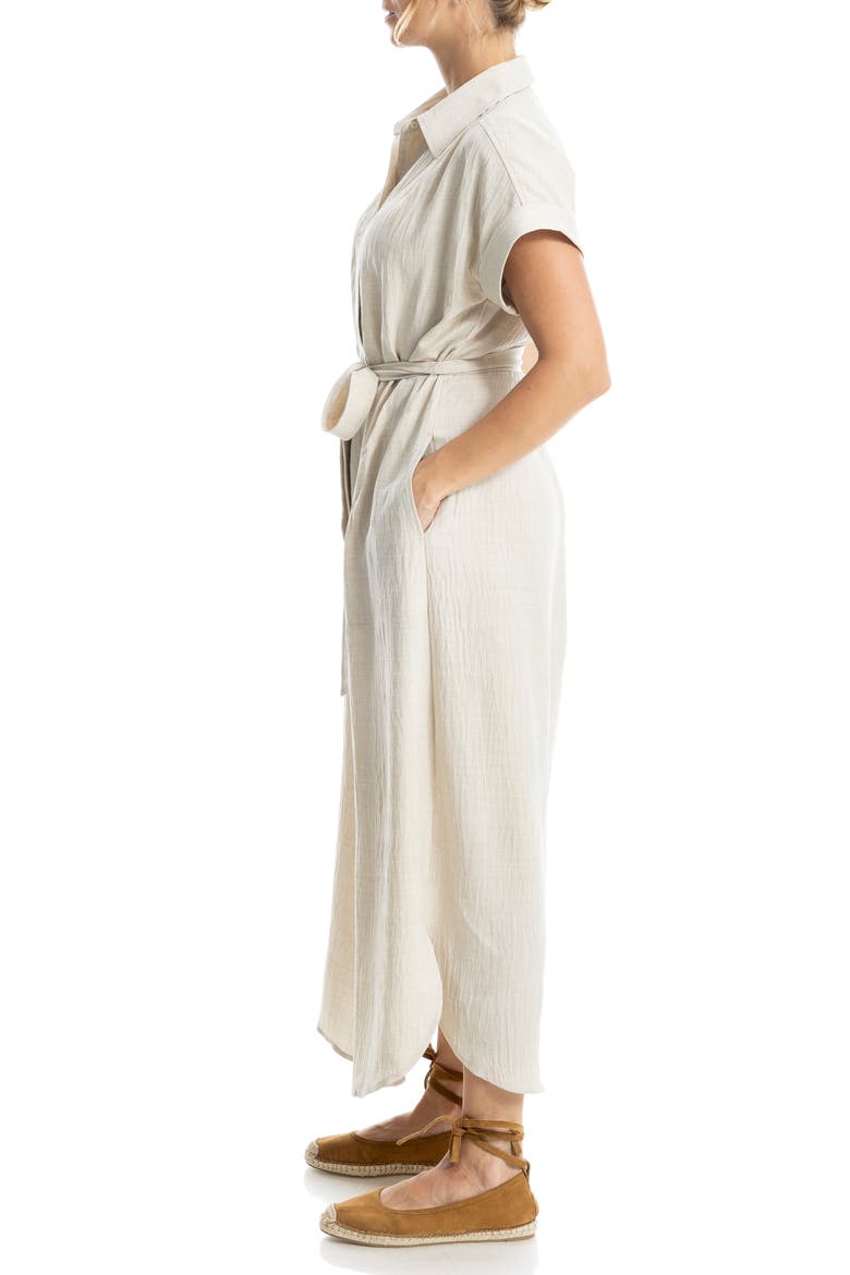 Textured Short Sleeve Maxi Shirtdress, Alternate, color, HEATHER OATMEAL