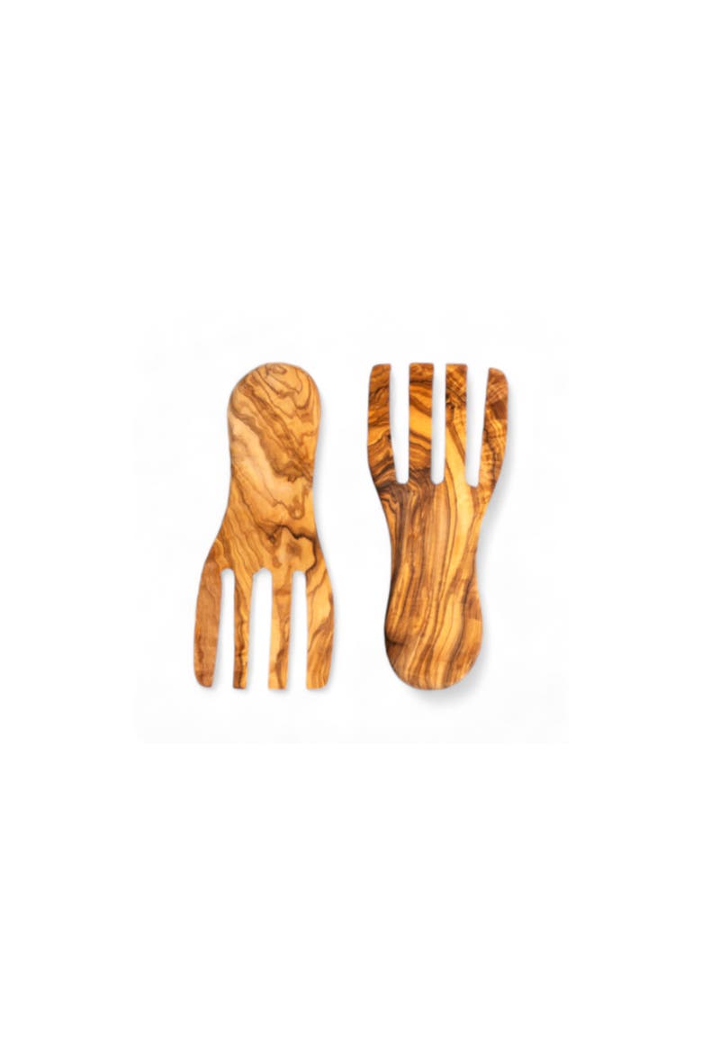 Natural Olive Wood Serving Forks, Set of 2, Main, color, Natural