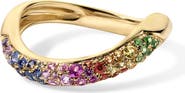 EDEN PRESLEY Wave 14k Gold Rainbow Sapphire Ring