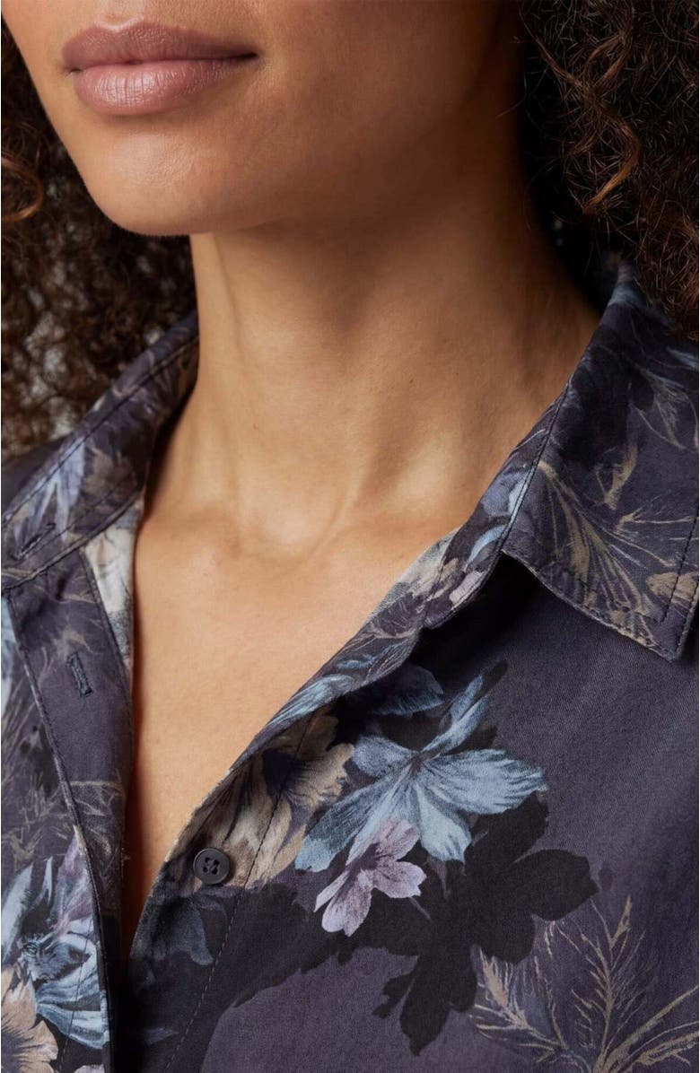 Lords of Harlech Exotic Floral Womens Linen Printed Shirt, Alternate, color, Exotic Floral Black