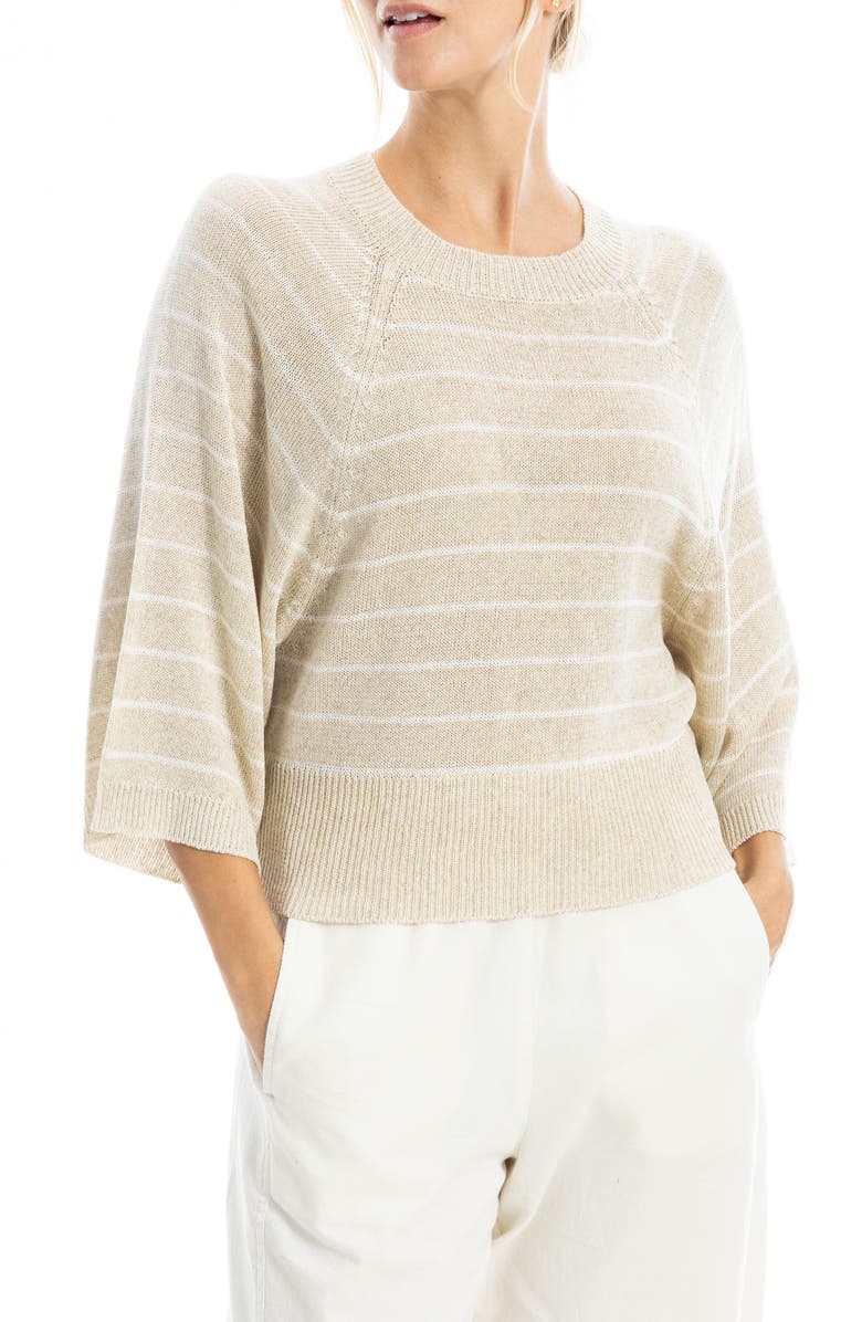 MAX STUDIO Stripe Raglan Sleeve Sweater, Alternate, color, Oyster/ Ivory Stripe