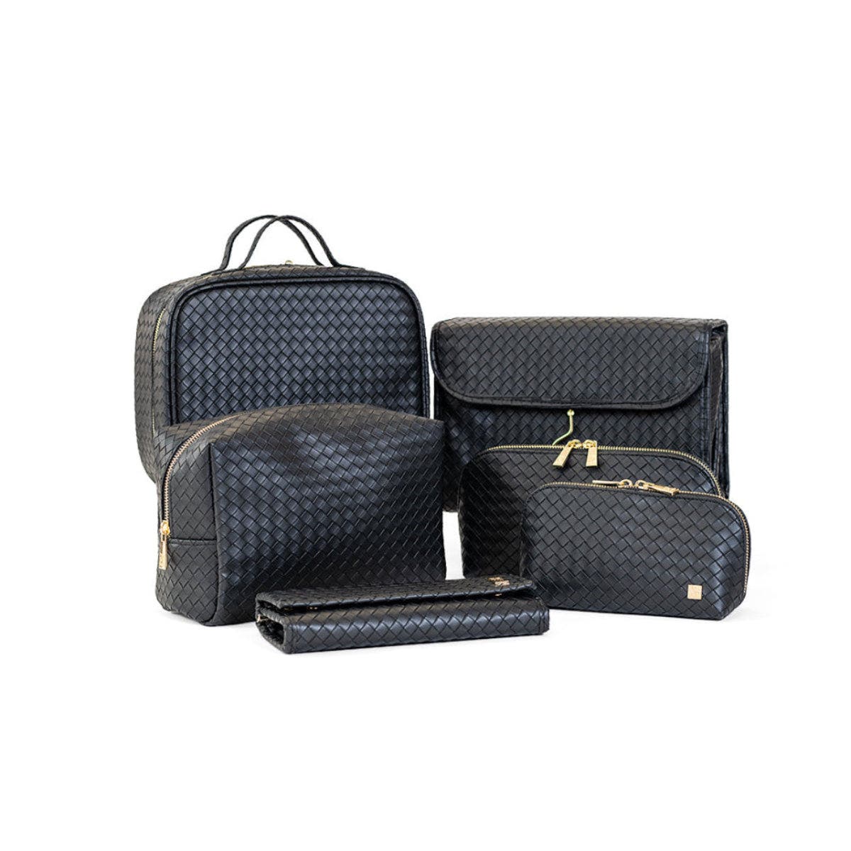 Woven Jet Cosmetic Bag, Alternate, color, Black