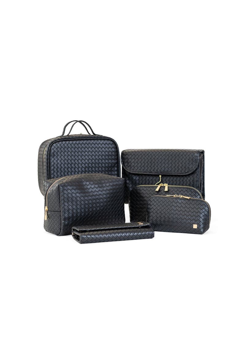 Woven Jet Cosmetic Bag, Alternate, color, Black