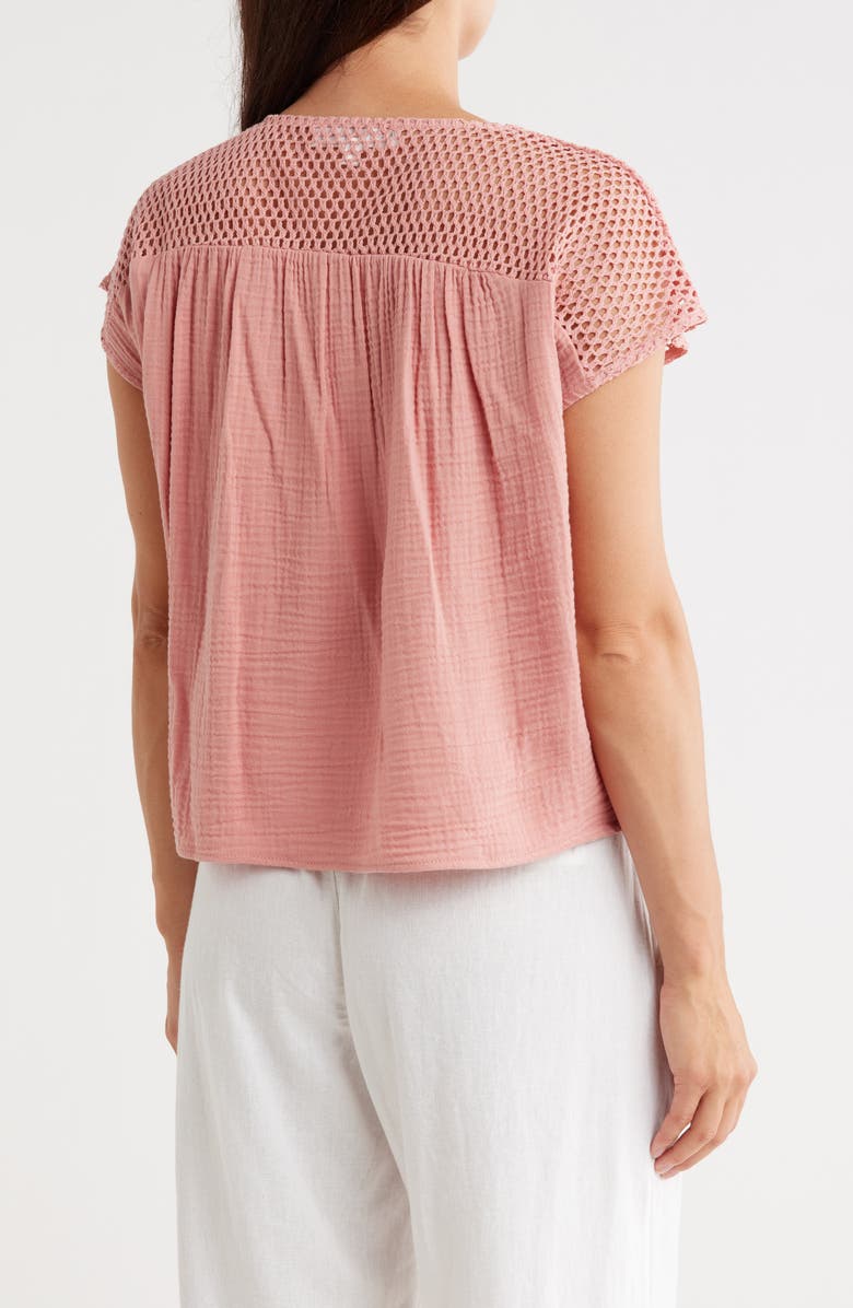 CHELSEA AND THEODORE Open Stitch Short Sleeve Top, Alternate, color, Ash Rose