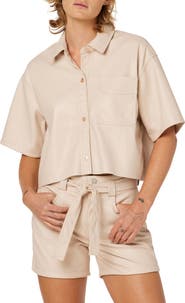 Hudson Jeans Oversize Crop Button-Up Top