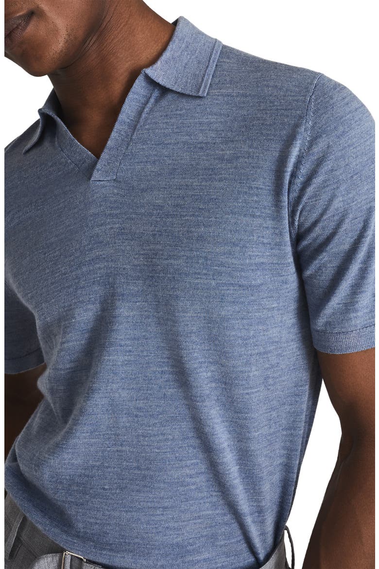 Duchie Johnny Collar Short Sleeve Wool Polo Sweater, Alternate, color, FROST BLUE