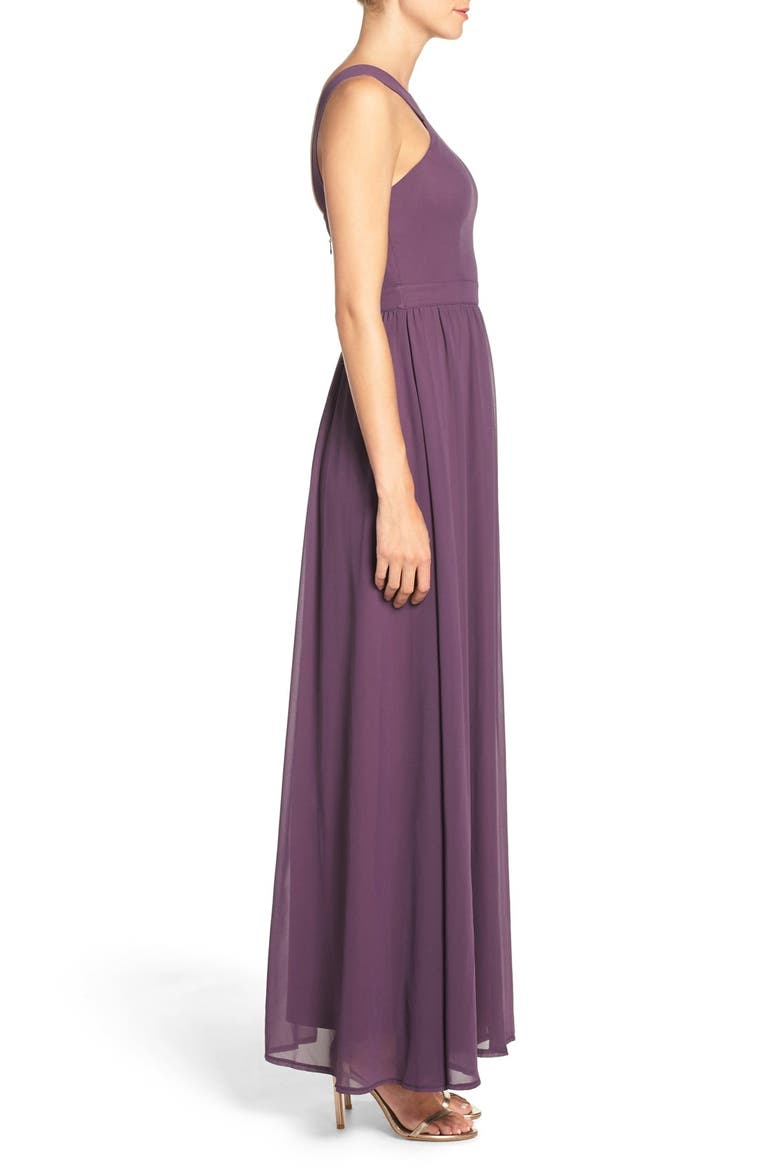 Cross Neck A-Line Chiffon Gown, Alternate, color, DUSTY PURPLE