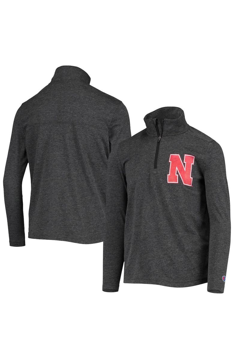 Champion Youth Champion Heathered Black Nebraska Huskers Field Day Quarter-Zip Jacket, Alternate, color,