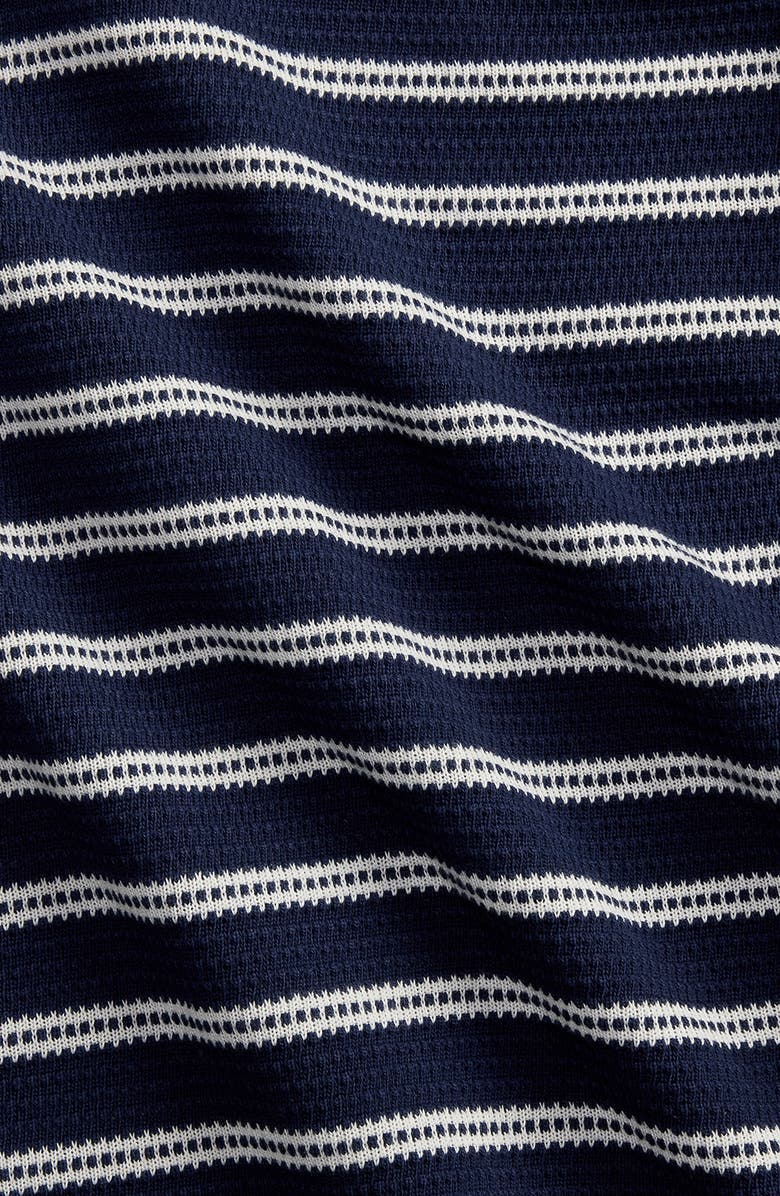 Polo Ralph Lauren Stripe Pointelle Camp Shirt, Alternate, color, Newport Navy/ Pale Cream