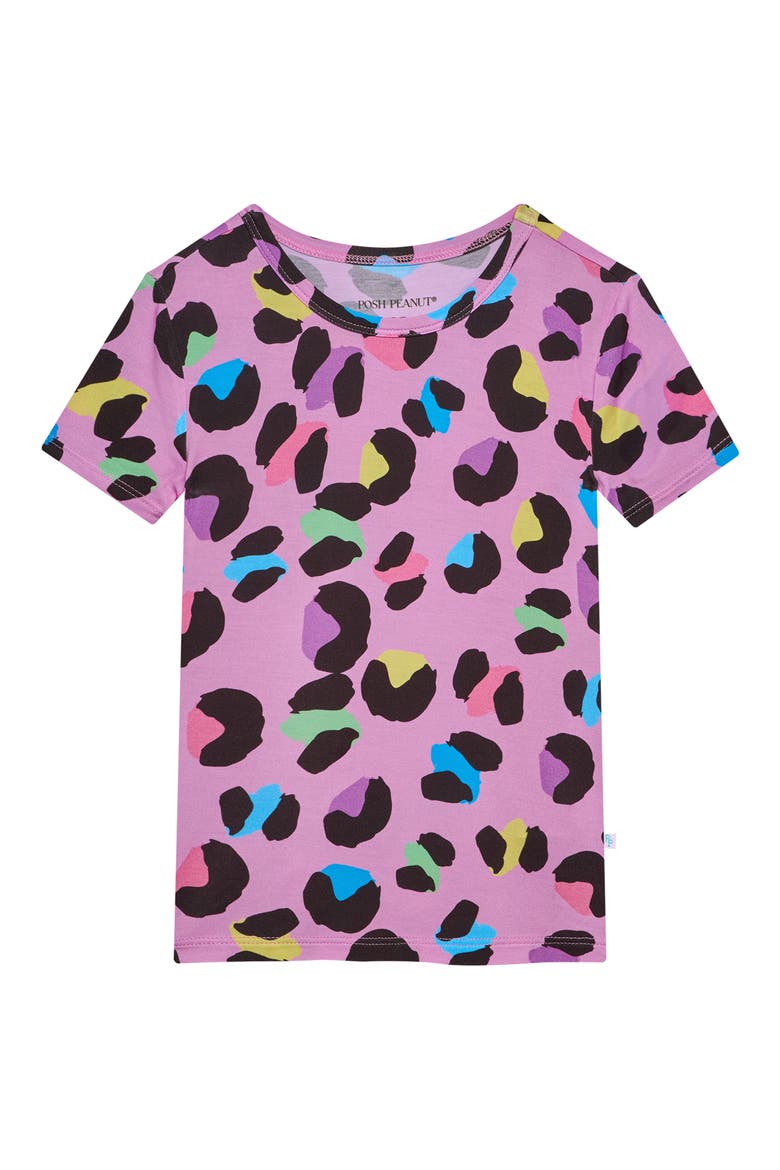 Electric Leopard Fitted Two-Piece Pajamas, Alternate, color, OPEN PURPLE