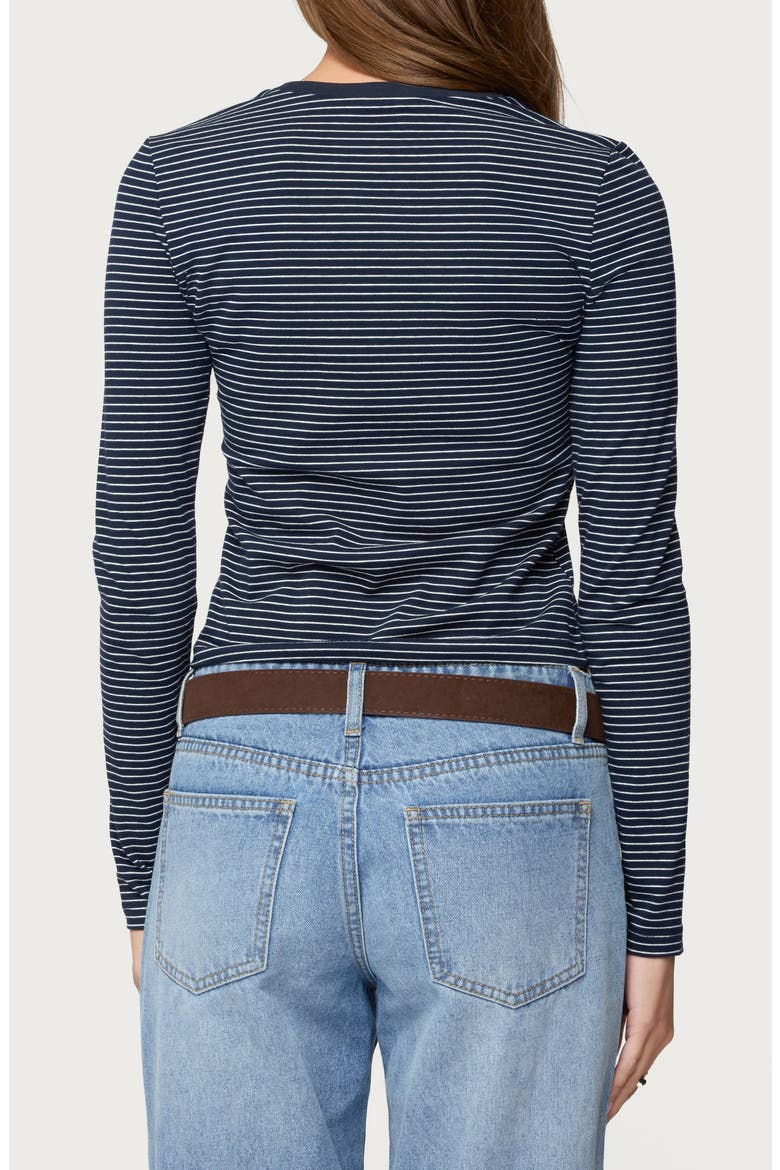 Brianna Long Sleeve Crop T-Shirt, Alternate, color, NAVY-AND-WHITE