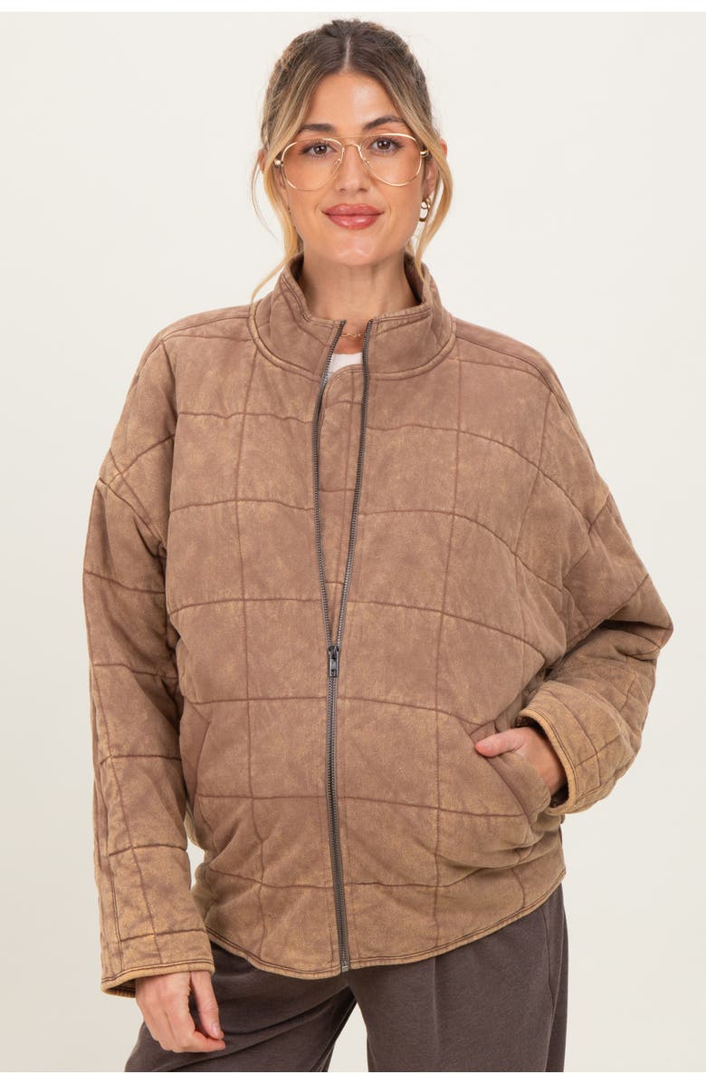 PinkBlush Quilted Oversized Jacket, Main, color, Mocha
