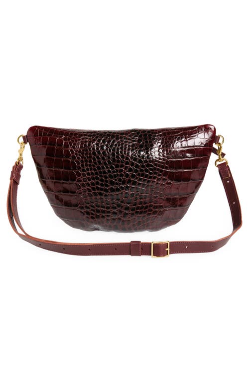 Shop Clare V . Grande Leather Belt Bag In Bordeaux Autumn Croco