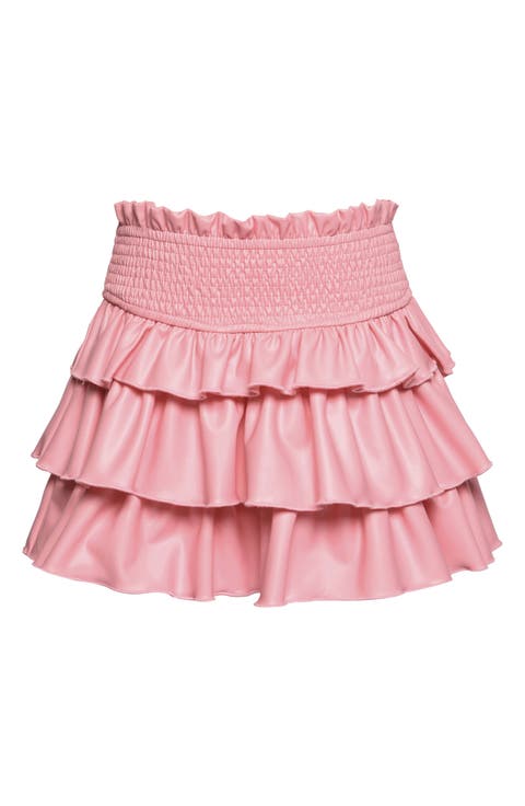 Kids' Tiered Faux Leather Skirt (Big Kid)