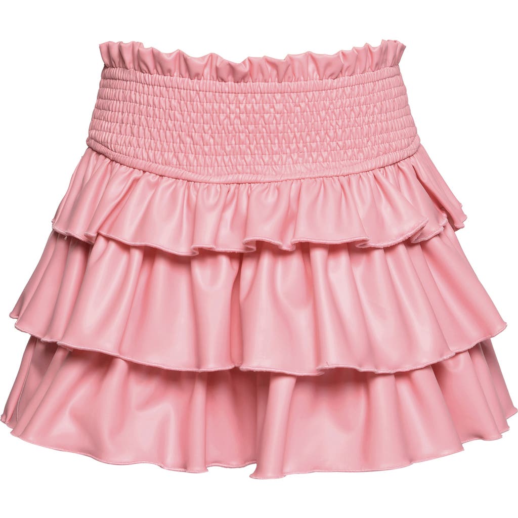 Shop Hannah Banana Kids' Tiered Faux Leather Skirt In Pink