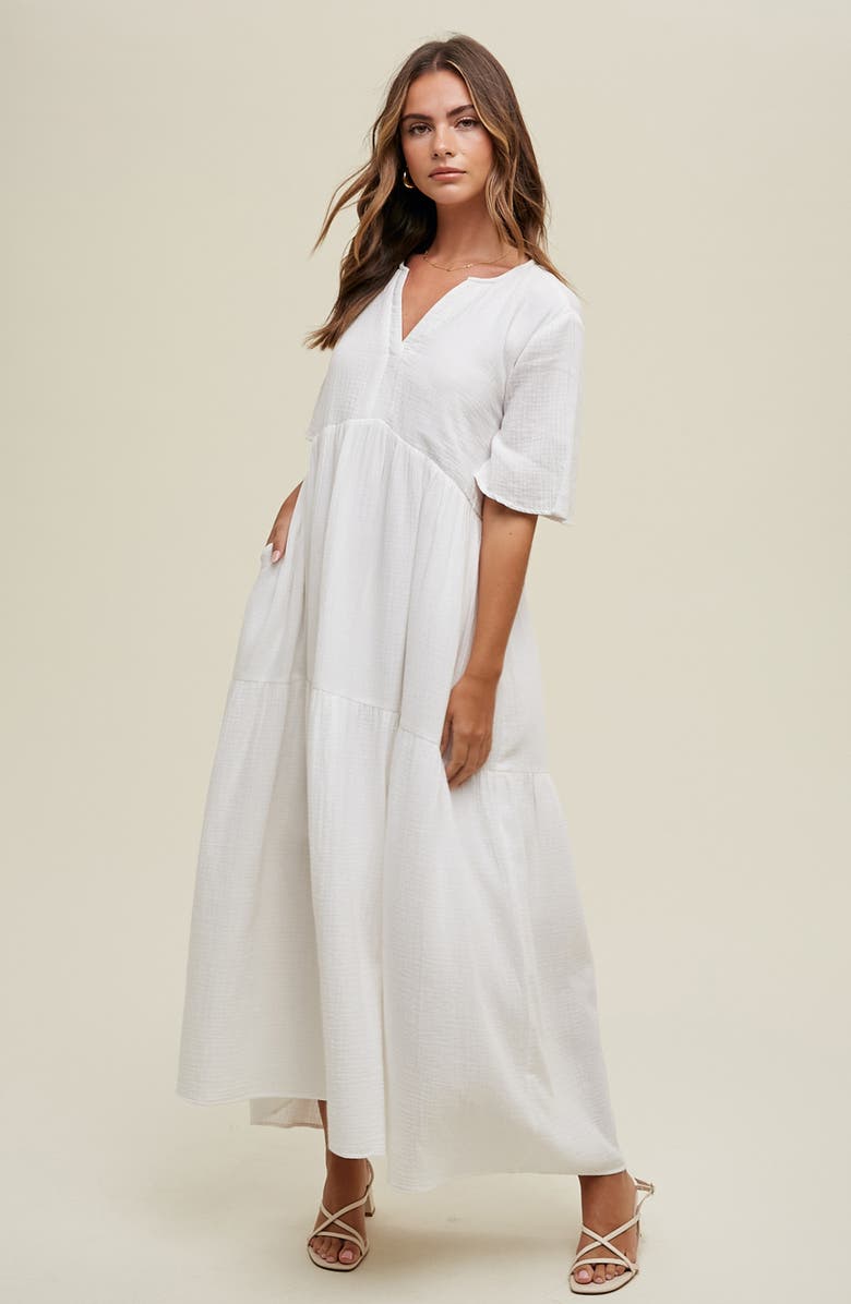 WISHLIST Cotton Gauze Maxi Dress, Alternate, color, White