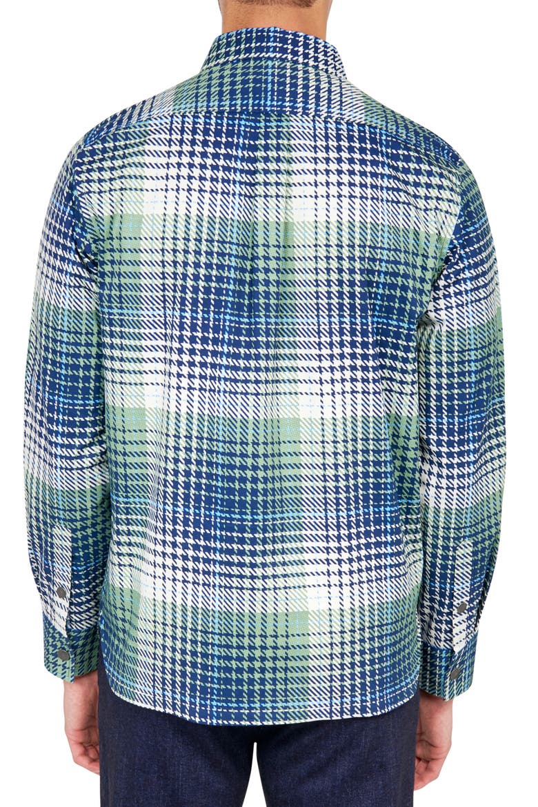 Slim Plaid Cotton Stretch Shirt Jacket, Alternate, color, GREEN