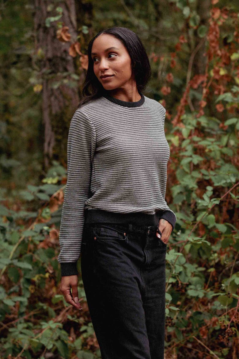 Ansel Sweater, Alternate, color, Charcoal Stripe
