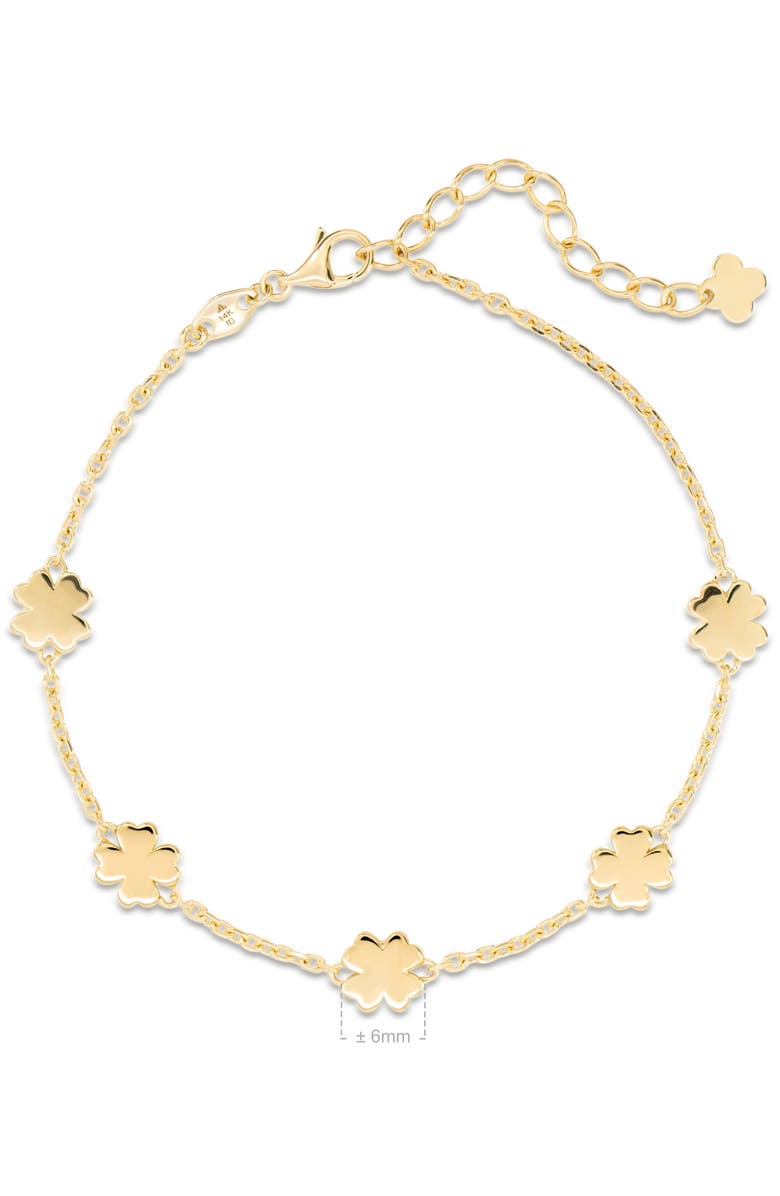 DEVATA Clover Heart Chain Bracelet in 14K Gold, Alternate, color, Yellow Gold