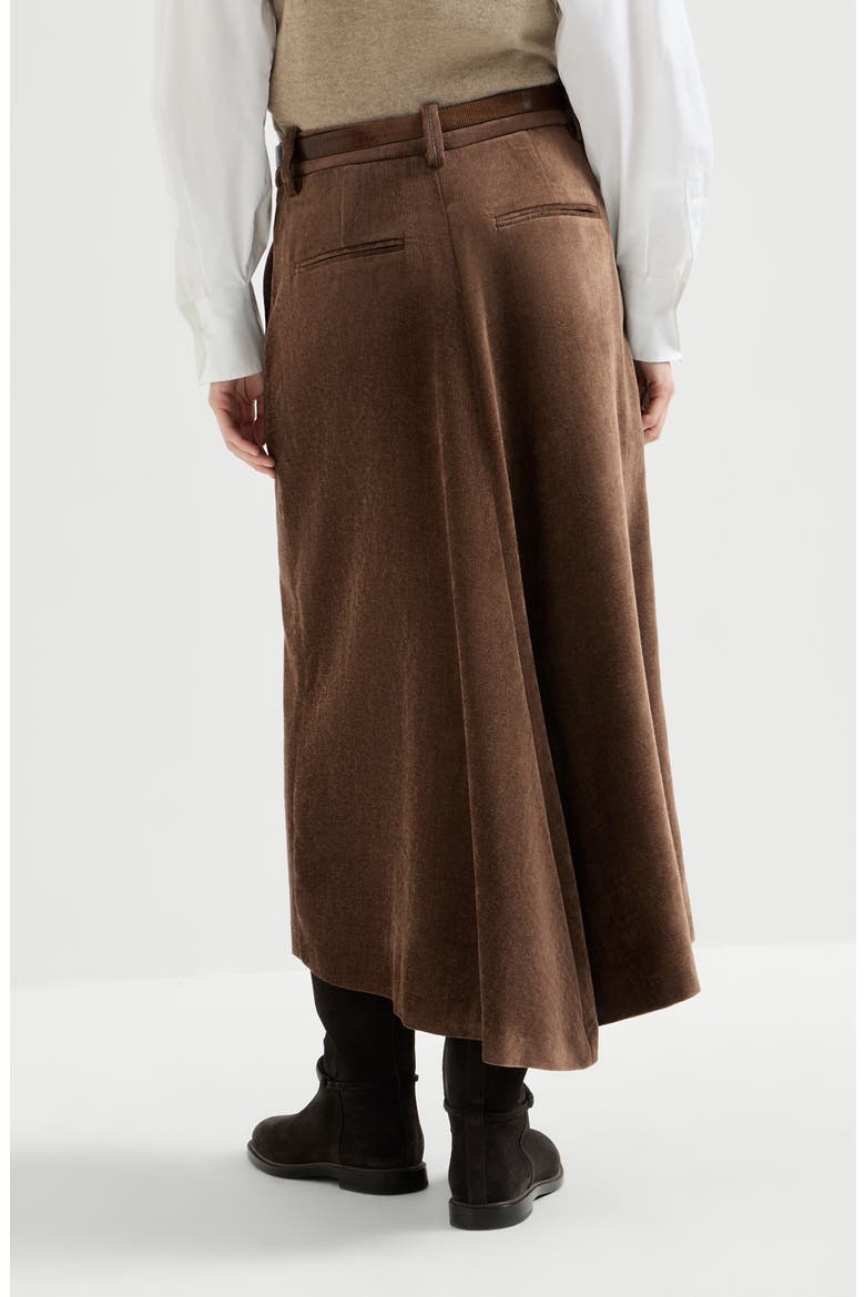 Fluid Corduroy Flute Skirt With Monili, Alternate, color, Cigar