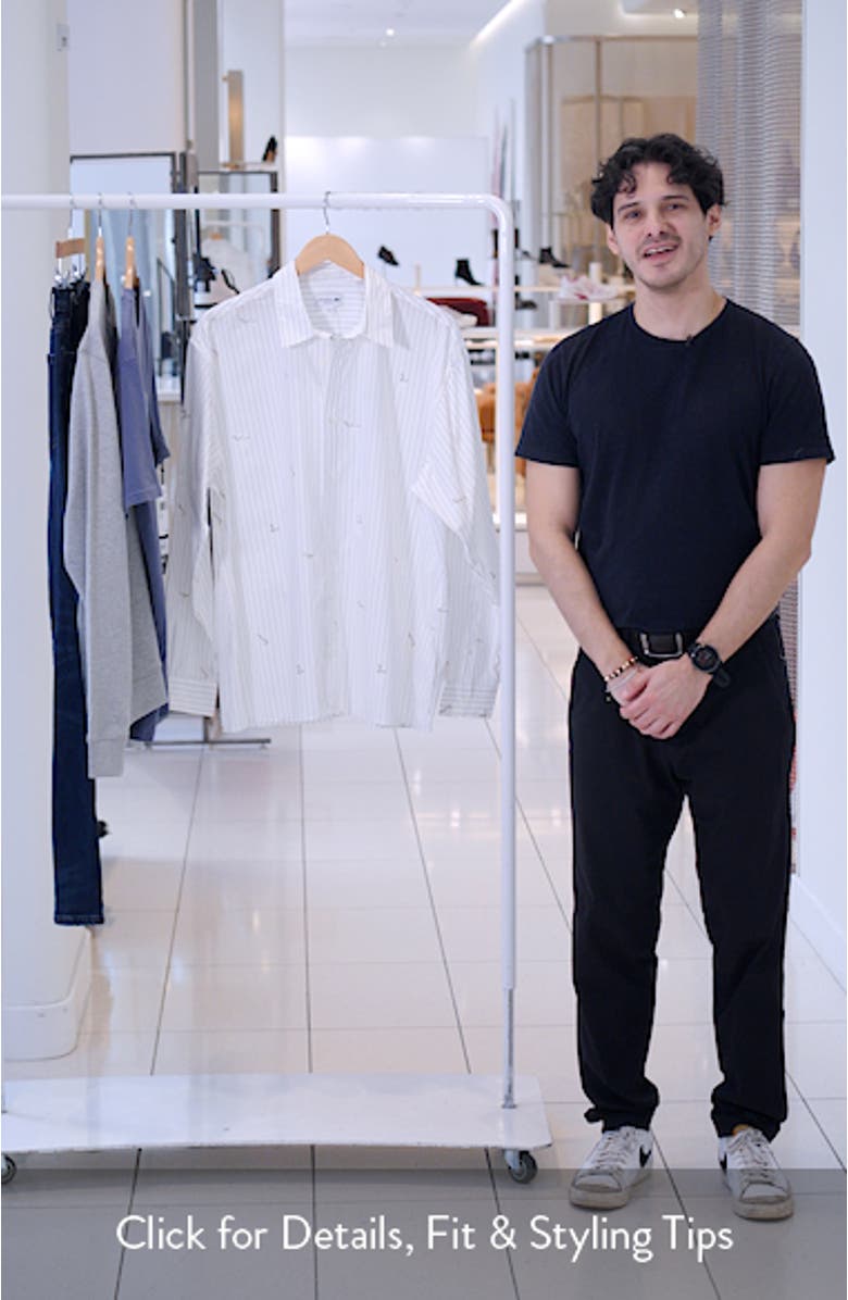 Stripe Jacquard Print Button-Up Shirt, sales video thumbnail