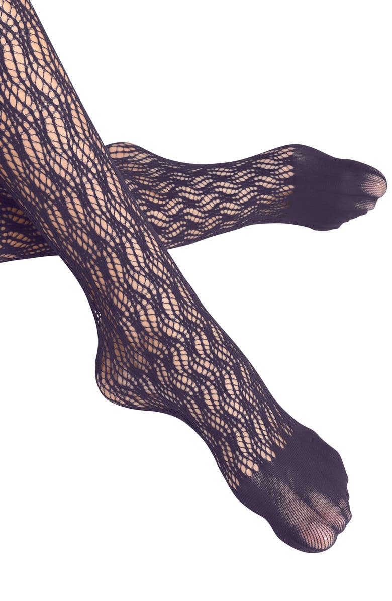 Falke Fluid Fusion Net Tights, Alternate, color, Wineberry