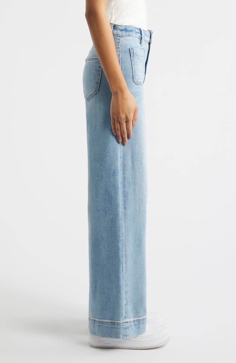 HIDDEN JEANS Patch Pocket High Waist Wide Leg Jeans, Alternate, color, Light Wash