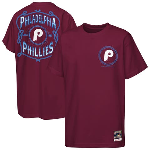 Youth Mitchell & Ness  Burgundy Philadelphia Phillies Cooperstown Rodeo Rope T-Shirt