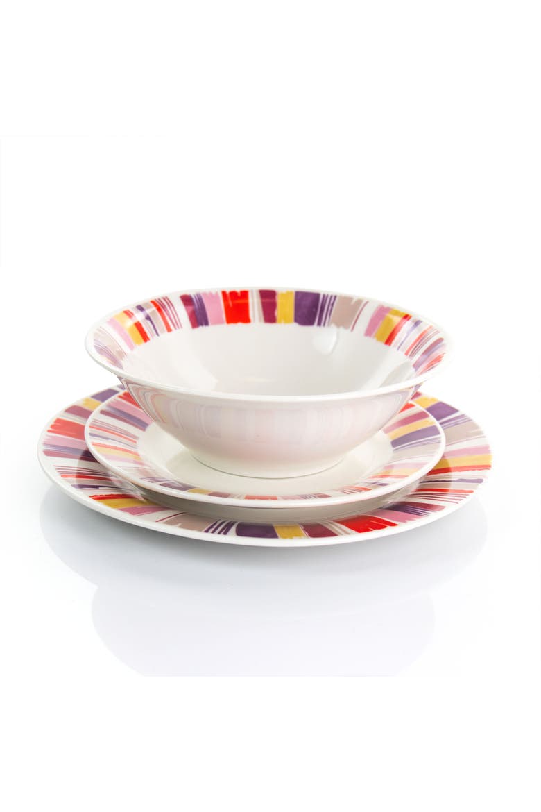 Orleans 12 Piece Ceramic Dinnerware Set, Alternate, color, Red
