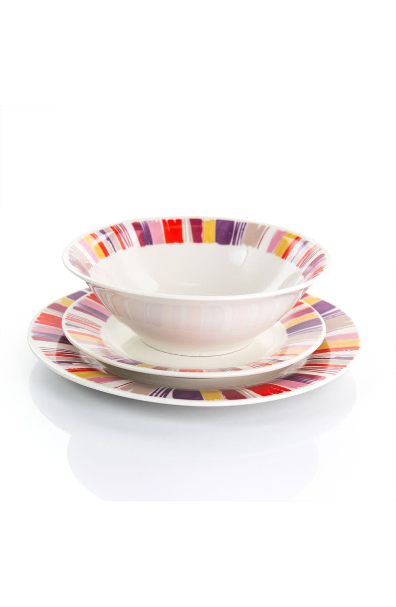 Gibson Home Orleans 12 Piece Ceramic Dinnerware Set, Alternate, color, Red