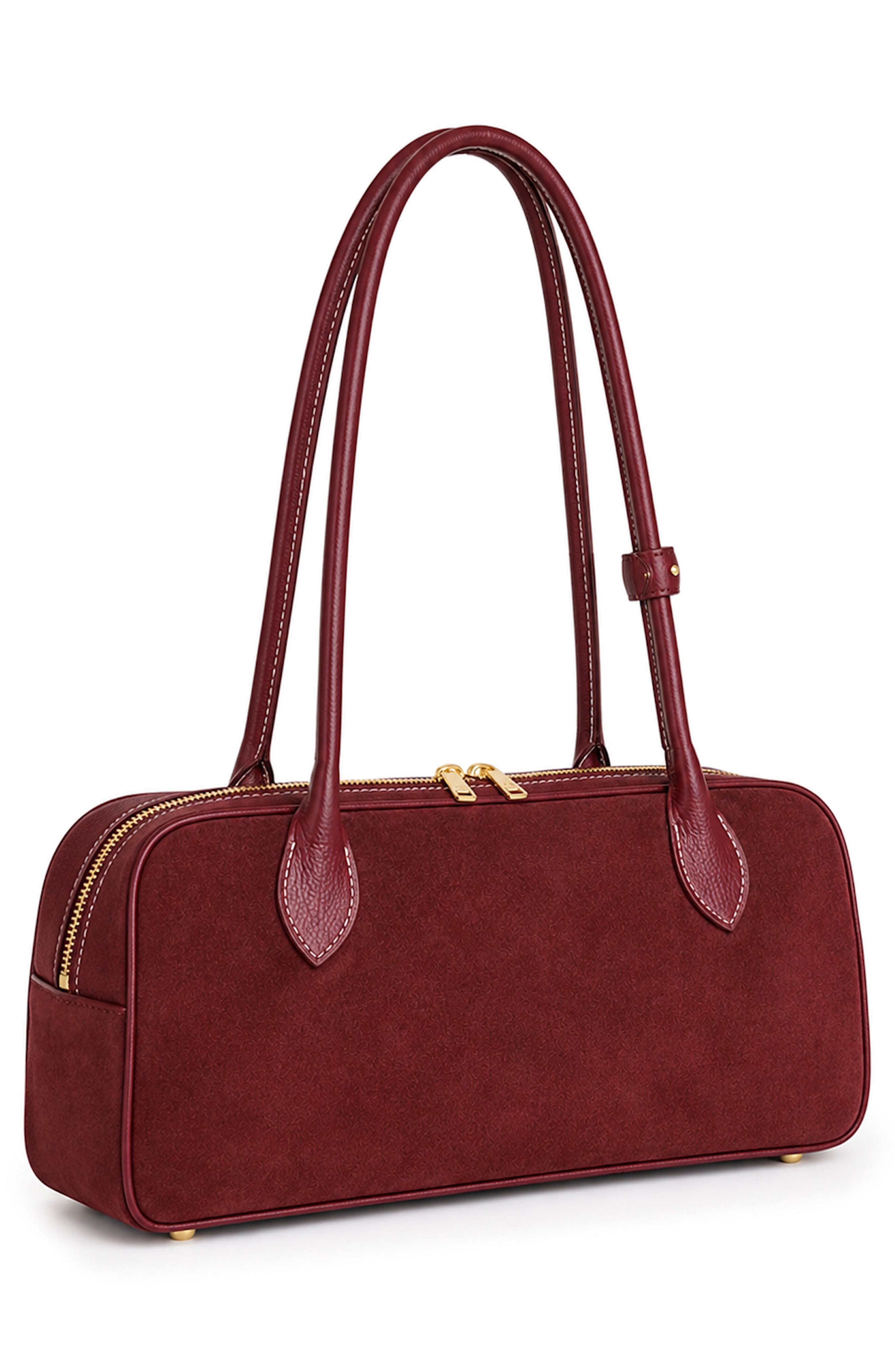Hazel Leather Suede Shoulder Bag, Alternate, color, RED