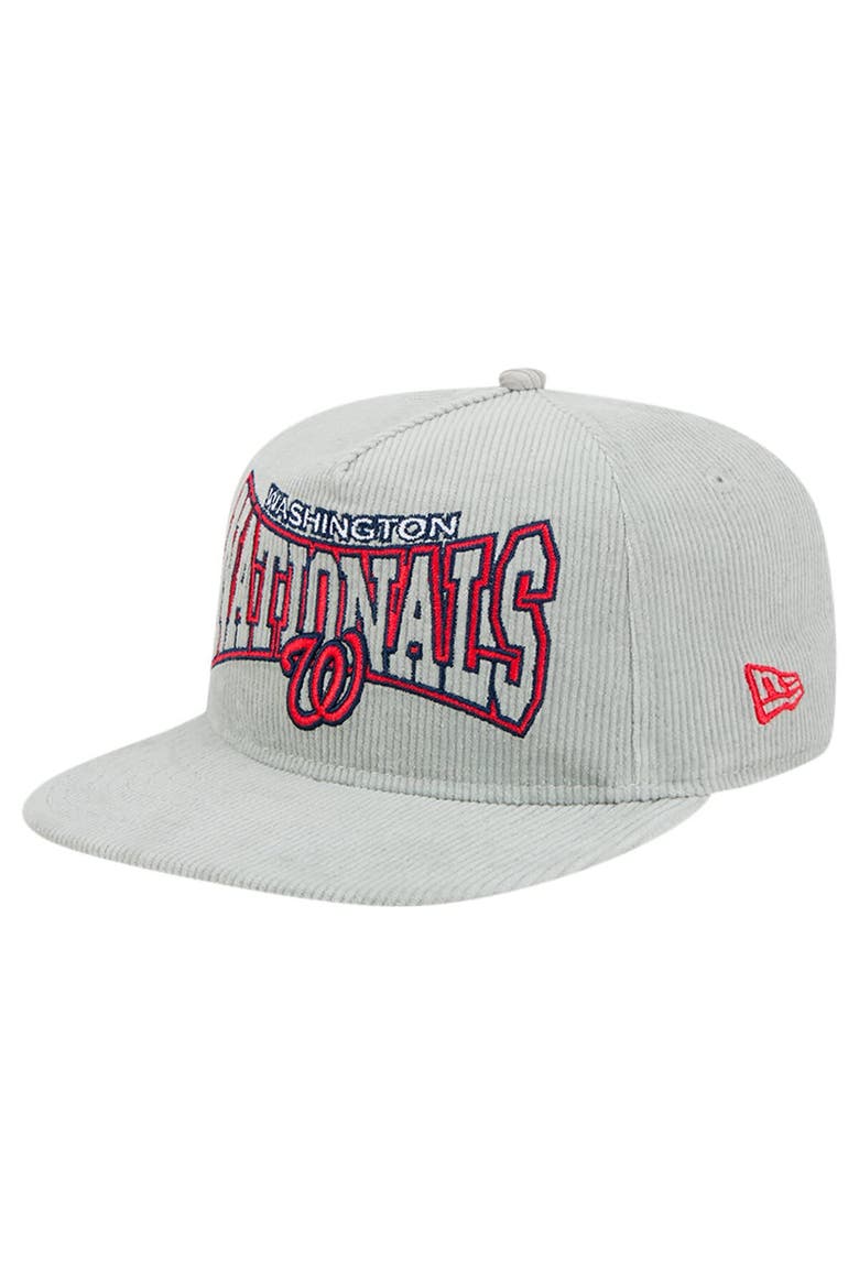 Men's New Era Gray Washington Nationals Corduroy Golfer Snapback Hat, Main, color, Gray