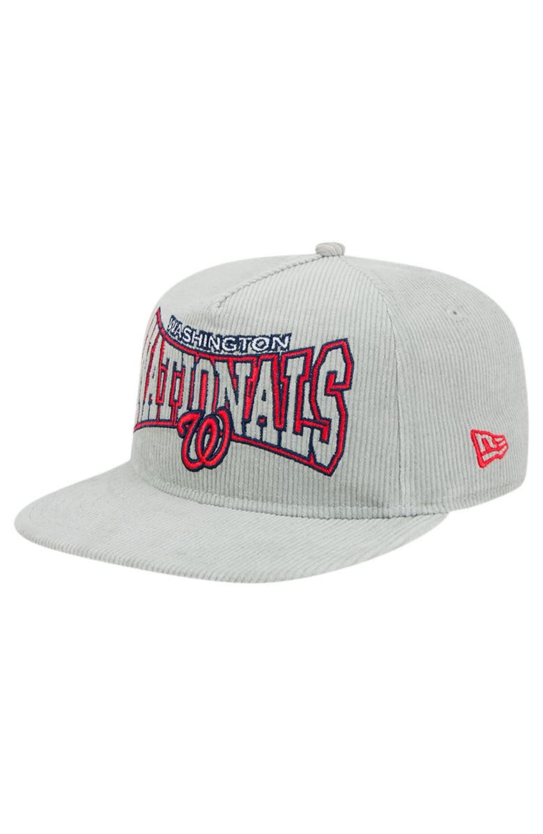 New Era Men's New Era Gray Washington Nationals Corduroy Golfer Snapback Hat, Main, color, Gray