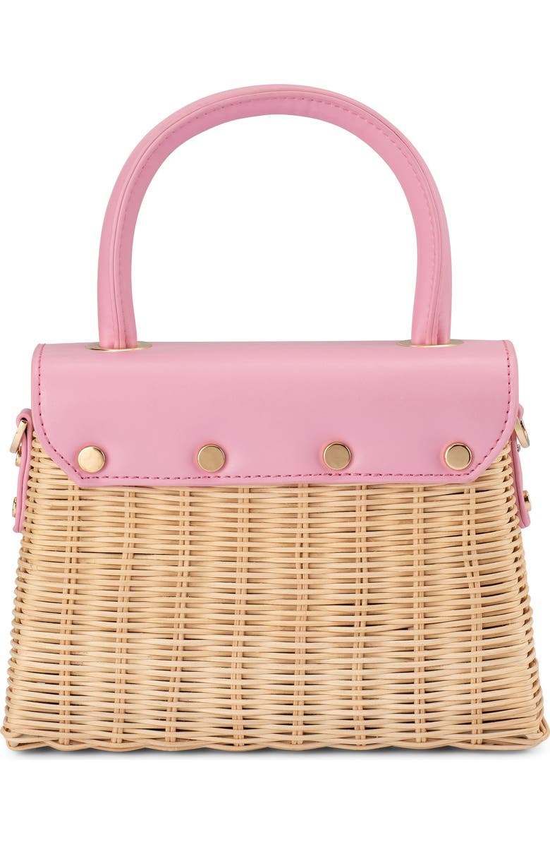 Olga Berg Elle Wicker Top Handle Bag, Alternate, color, Pink