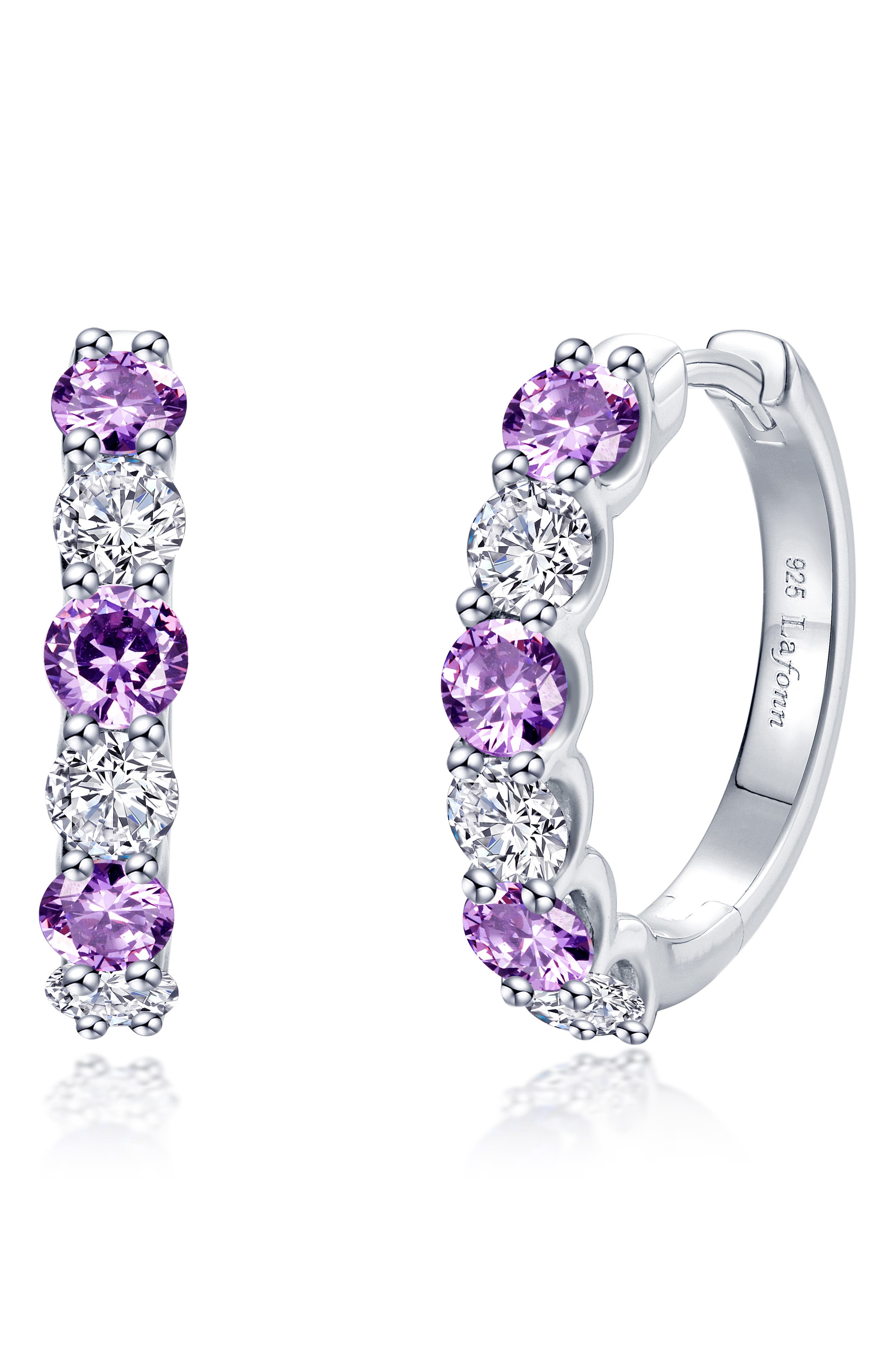Classic Josie Simulated Amethyst & Simulated Diamond Hoop Earrings
