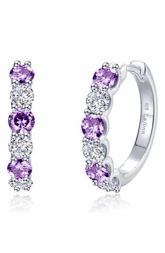 Classic Josie Simulated Amethyst & Simulated Diamond Hoop Earrings